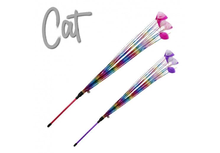 Rainbow feather cat teaser