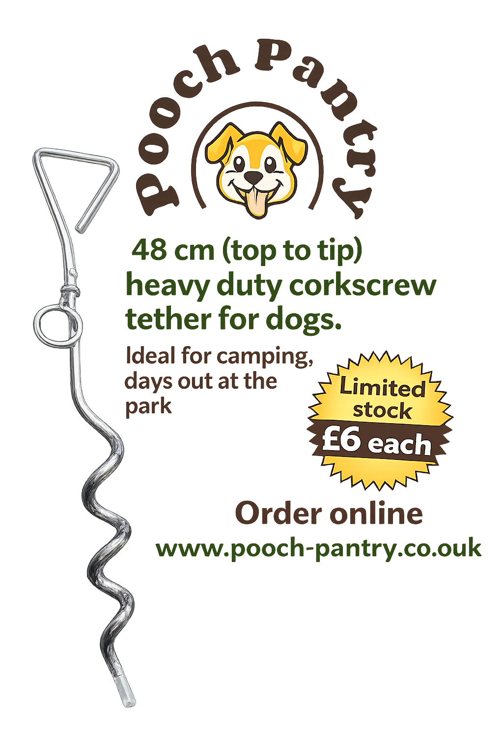 Heavy duty cork screw tether.